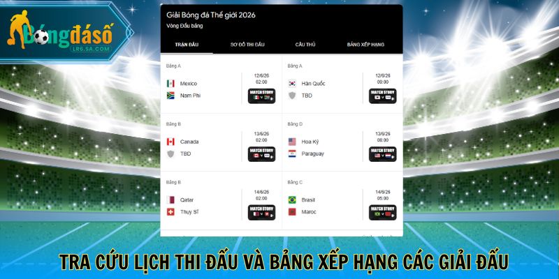 Bongdaso - Tra cứu lịch thi đấu và bảng xếp hạng các giải đấu