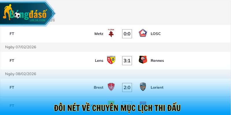 Đôi nét về chuyên mục lịch thi đấu